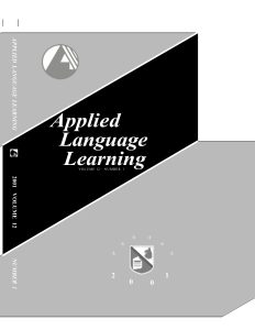 Applied Language Learning Vol. 12-1