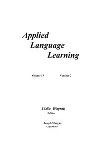 Applied Language Learning Vol. 13-2