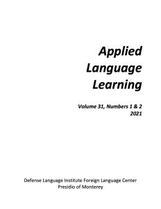 Applied Language Learning Vol. 31