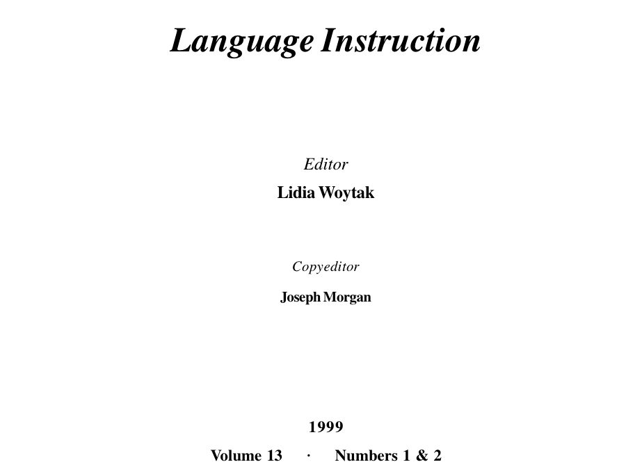 Dialog on Language Instruction Vol. 13