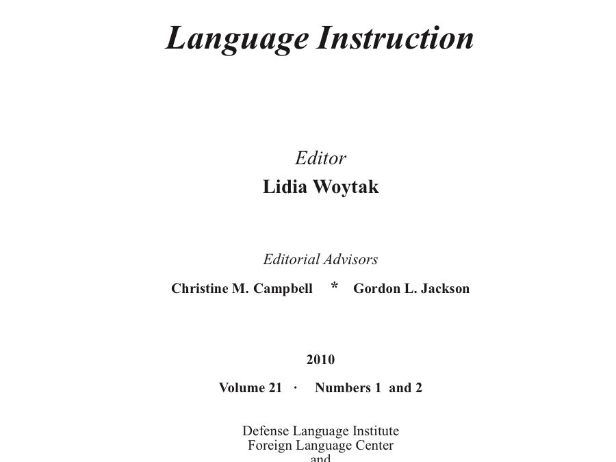 Dialog on Language Instruction Vol. 21 Pt. 1 & 2