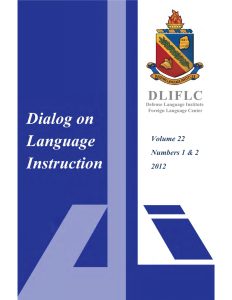 Dialog on Language Instruction Vol. 22 Pt. 1 & 2