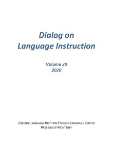 Dialog on Language Instruction Vol. 30 Pt. 1