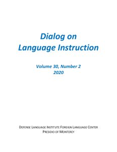 Dialog on Language Instruction Vol. 30 Pt. 2