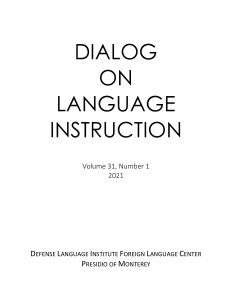 Dialog on Language Instruction Vol. 31 Pt. 1